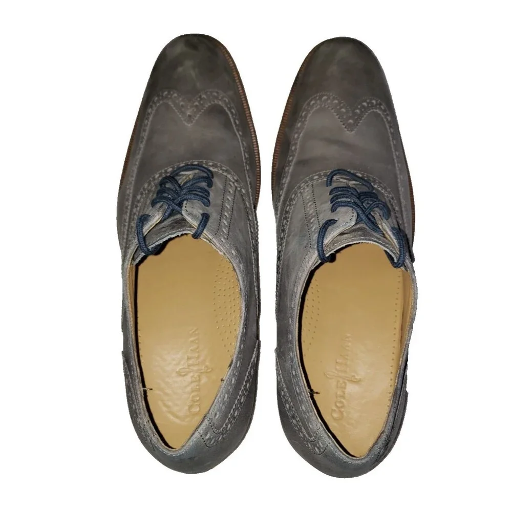 COLE HAAN Colton Gray Nubuck Wingtip Oxford C12422 Men's Size 13M $198